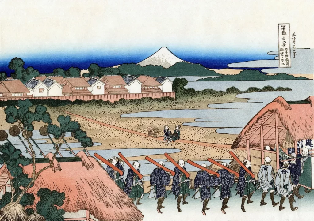 壁紙アート 葛飾北斎 冨嶽三十六景 従千住花街眺望ノ不二 クロス 日本画 インテリア 絵画 風景 デジタルプリント のり無し 塩化ビニル樹脂系壁紙