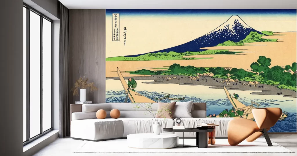 壁紙アート 葛飾北斎 冨嶽三十六景 東海道江尻田子の浦略図 クロス 日本画 インテリア 絵画 風景 デジタルプリント のり無し 塩化ビニル樹脂系壁紙