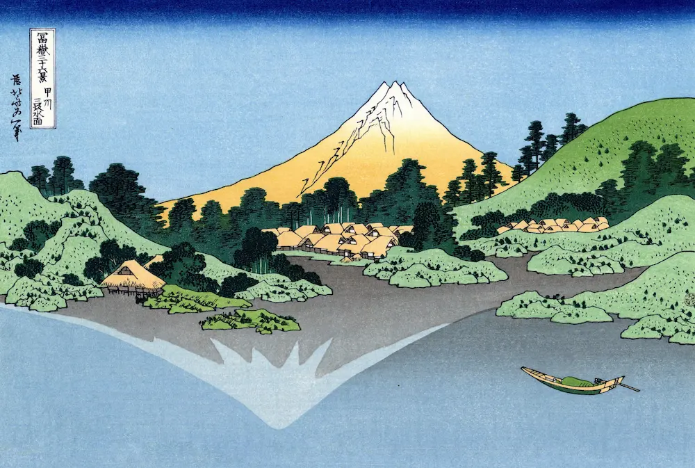 壁紙アート 葛飾北斎 冨嶽三十六景 甲州三坂水面 クロス 日本画 インテリア 絵画 時代 風景 デジタルプリント のり無し 塩化ビニル樹脂系壁紙