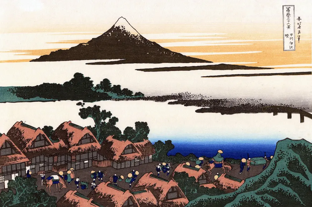 壁紙アート 葛飾北斎 冨嶽三十六景 甲州伊沢暁 クロス 日本画 インテリア 絵画 時代 風景 デジタルプリント のり無し 塩化ビニル樹脂系壁紙