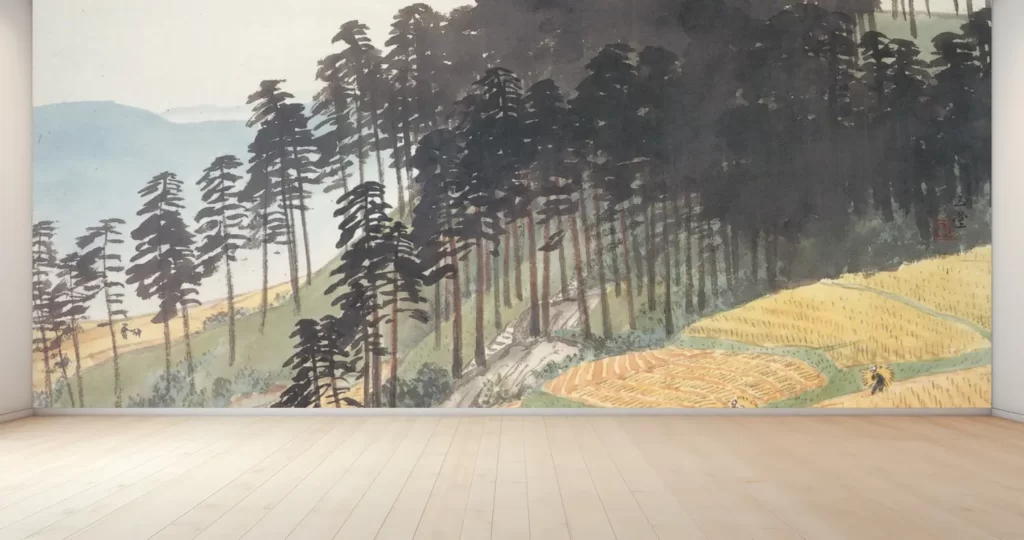 新商品 壁紙アート 川合玉堂 日本画家 インテリア 絵画 デジタルプリント のり無し 塩化ビニル樹脂系壁紙